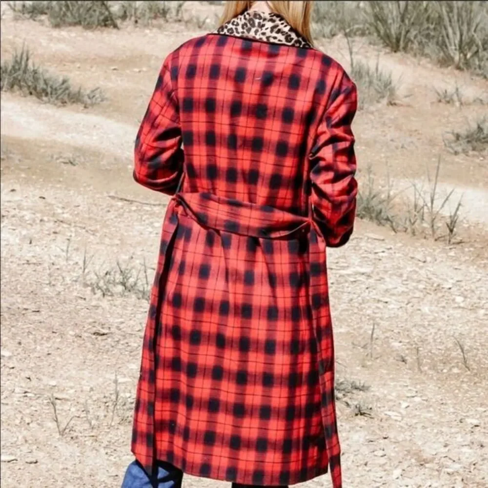 Plaid Leopard Contrast Coat - Picture 8 of 16